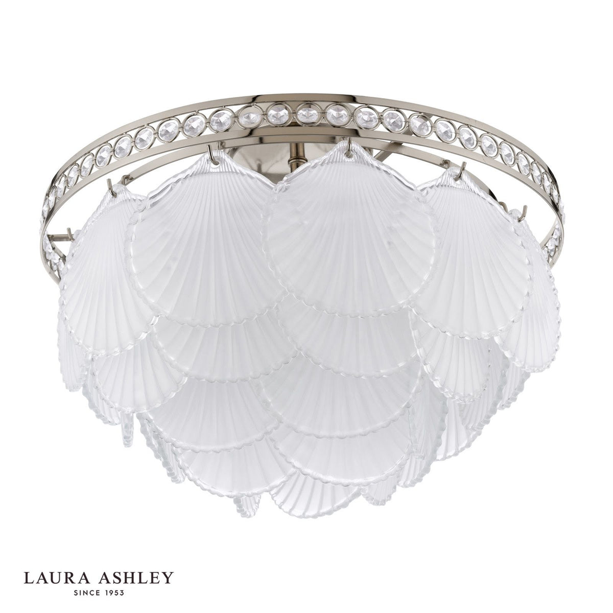 Laura Ashley Caverton 4 Light Semi-Flush Polished Nickel and White Glass