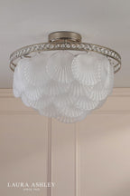Laura Ashley Caverton 4 Light Semi-Flush Polished Nickel and White Glass