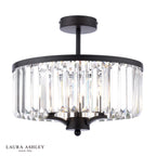 Laura Ashley Elkwood 3 Light Semi-Flush Crystal and Black