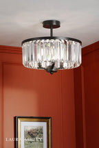 Laura Ashley Elkwood 3 Light Semi-Flush Crystal and Black