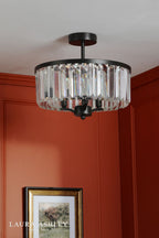 Laura Ashley Elkwood 3 Light Semi-Flush Crystal and Black
