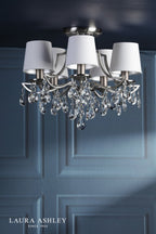 Laura Ashley Enstone 5 Light Semi-Flush Polished Nickel and Crystal With Shade