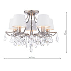 Laura Ashley Enstone 5 Light Semi-Flush Polished Nickel and Crystal With Shade