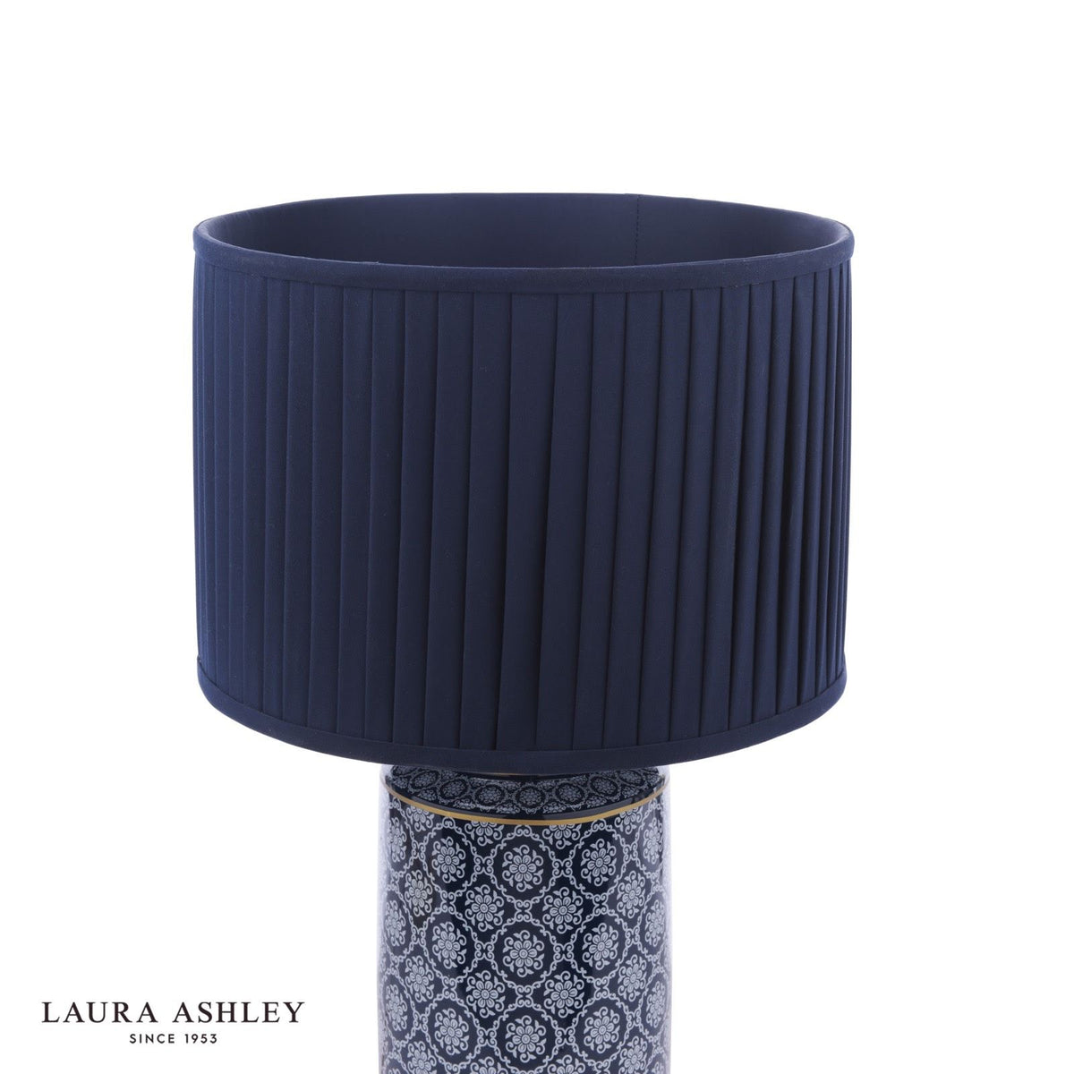 Laura Ashley Knipton Table Lamp Blue Ceramic and Antique Brass With Shade