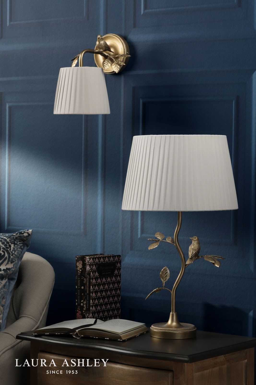 Laura Ashley Egelton Wall Light Aged Brass With Shade