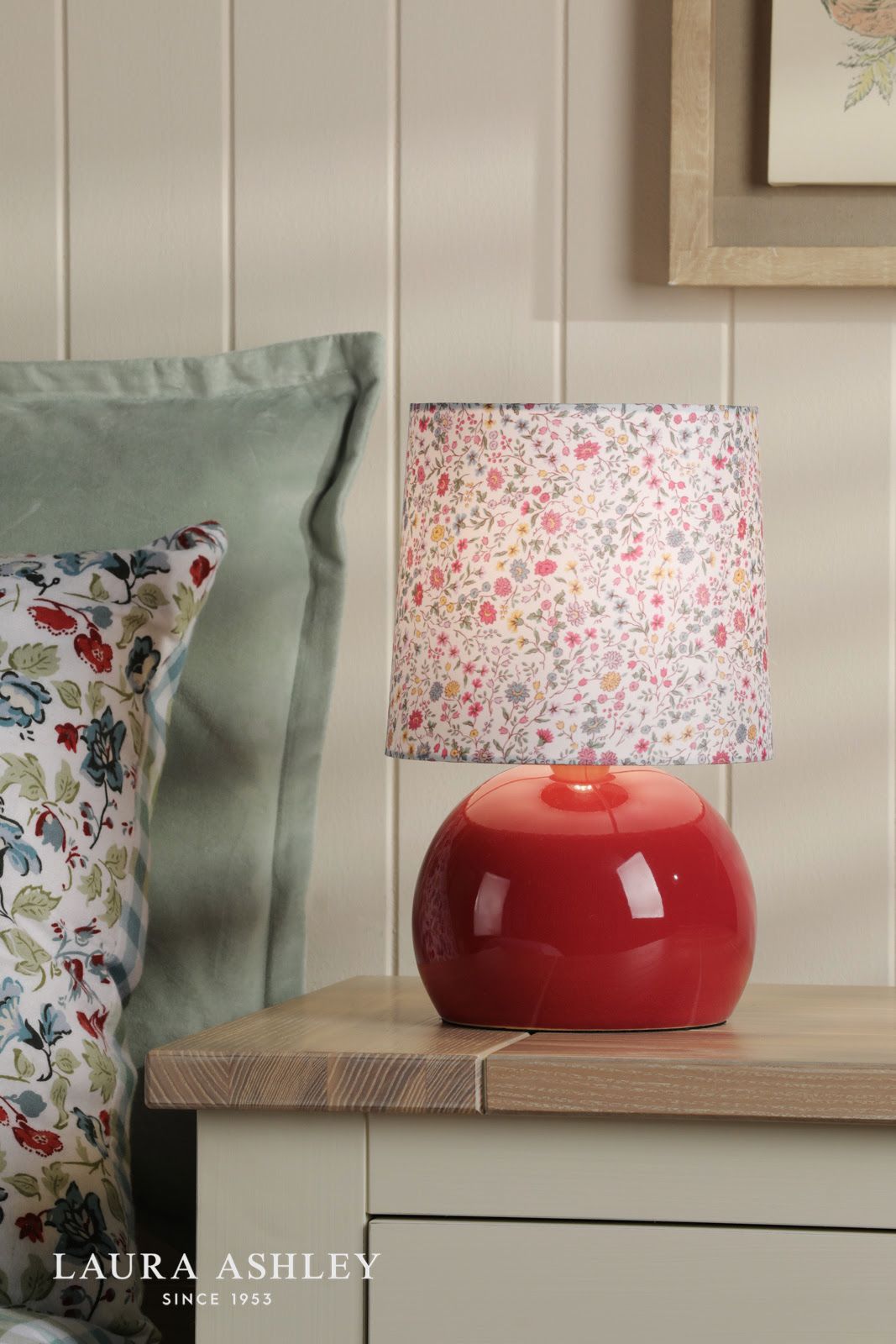 Laura Ashley Knowlton Table Lamp Pink Ceramic With Shade