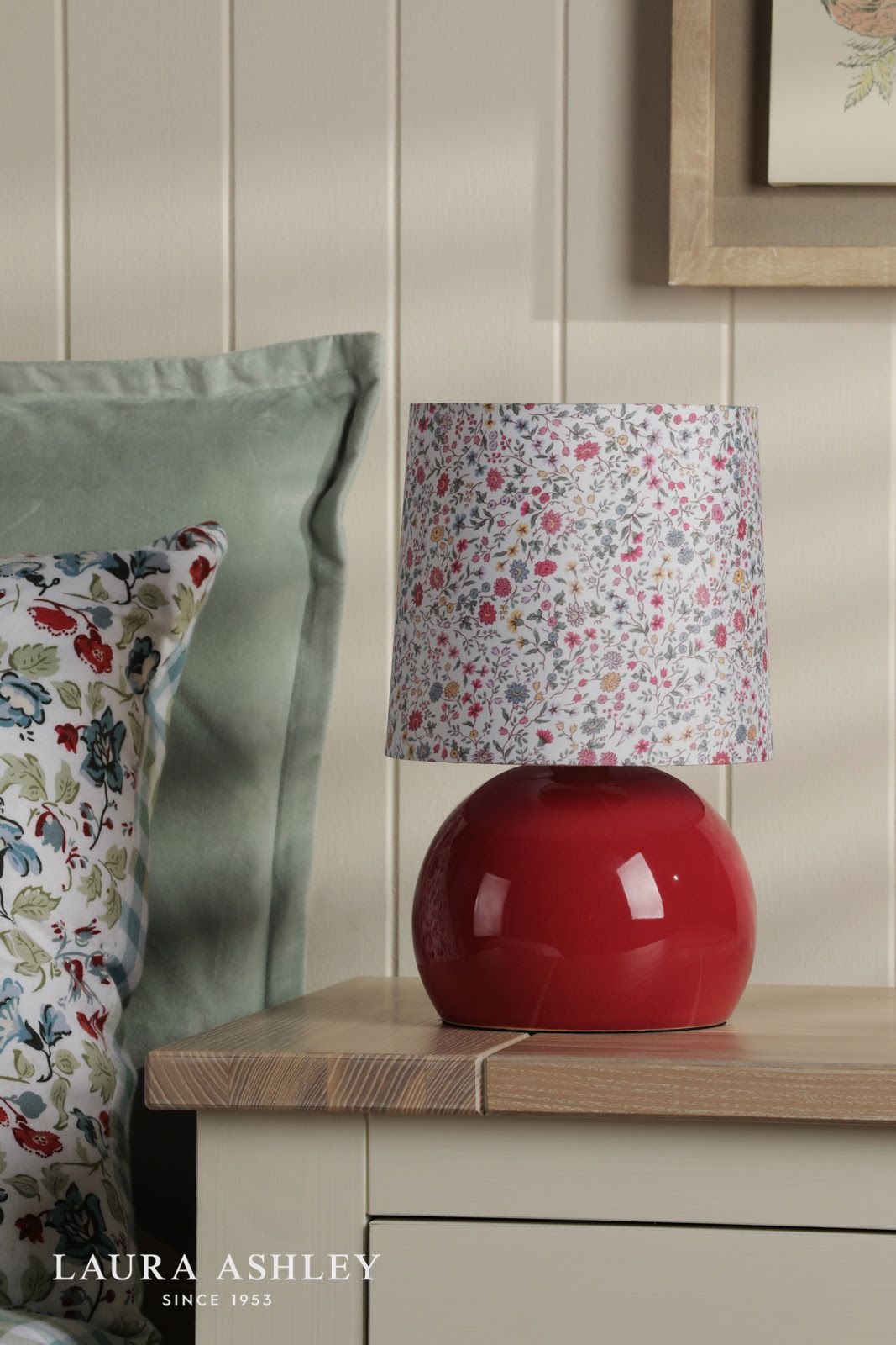 Laura Ashley Knowlton Table Lamp Pink Ceramic With Shade