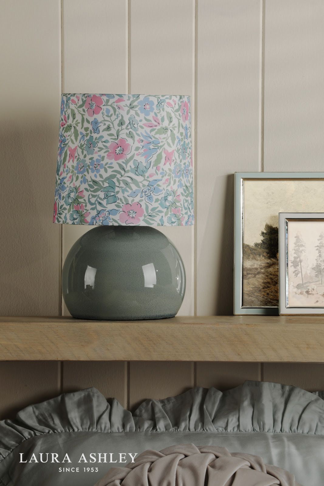 Laura Ashley Sherston Table Lamp Blue Ceramic With Shade