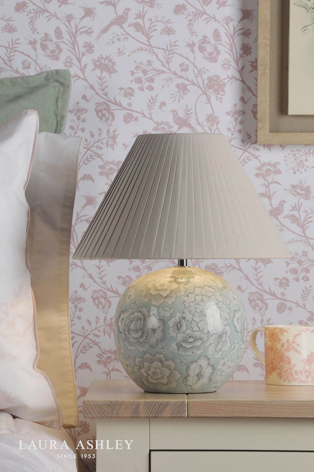 Laura Ashley Montford Table Lamp Blue Ceramic With Shade