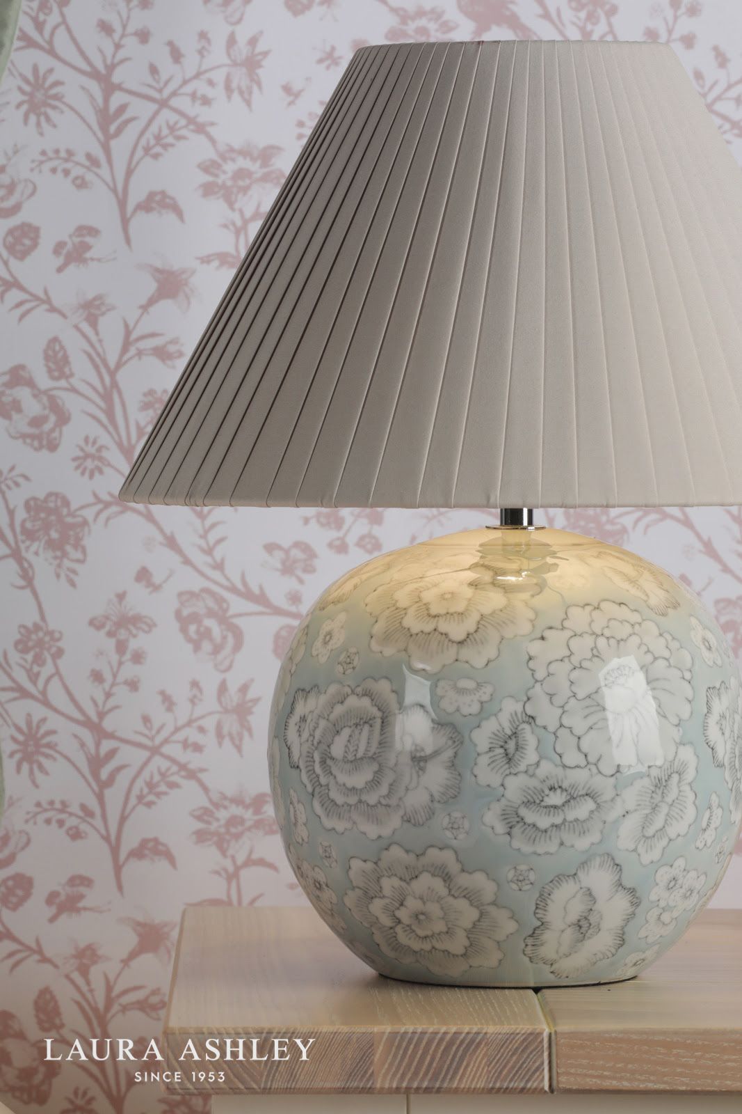 Laura Ashley Montford Table Lamp Blue Ceramic With Shade