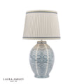 Laura Ashley Stannard Table Lamp Blue Ceramic and Polished Chrome With Shade