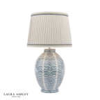 Laura Ashley Stannard Table Lamp Blue Ceramic and Polished Chrome With Shade