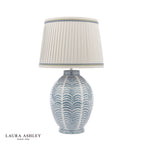 Laura Ashley Stannard Table Lamp Blue Ceramic and Polished Chrome With Shade