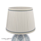 Laura Ashley Stannard Table Lamp Blue Ceramic and Polished Chrome With Shade