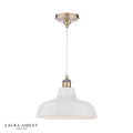 Laura Ashley Pussywillow Pendant Antique Brass and White Ceramic