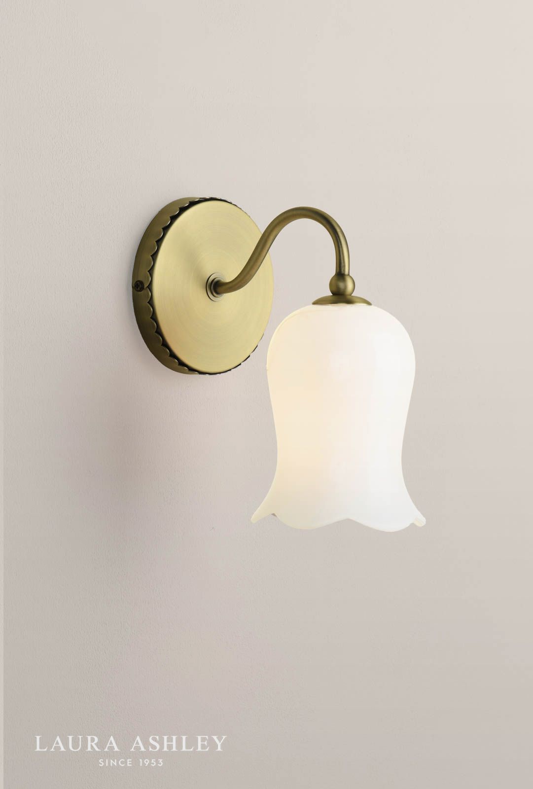Laura Ashley Lidsell Wall Light Matt Antique Brass and Opal Glass