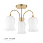 Laura Ashley Lidsell 3 Light Semi-Flush Matt Antique Brass and Opal Glass