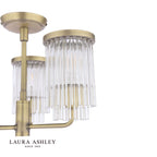 Laura Ashley Hilcote 3 Light Semi-Flush Matt Antique Brass and Glass