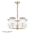 Laura Ashley Hilcote 5 Light Armed Pendant Matt Antique Brass and Glass