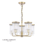 Laura Ashley Hilcote 5 Light Armed Pendant Matt Antique Brass and Glass
