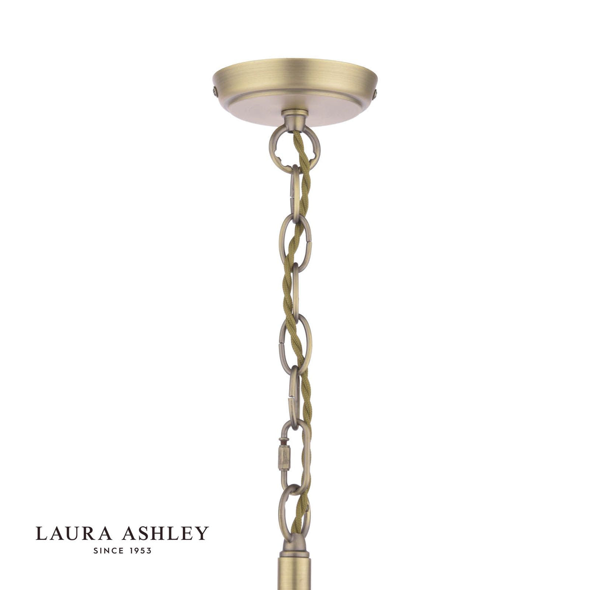 Laura Ashley Hilcote 5 Light Armed Pendant Matt Antique Brass and Glass