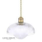 Laura Ashley Billham Pendant Matt Antique Brass and Ribbed Glass