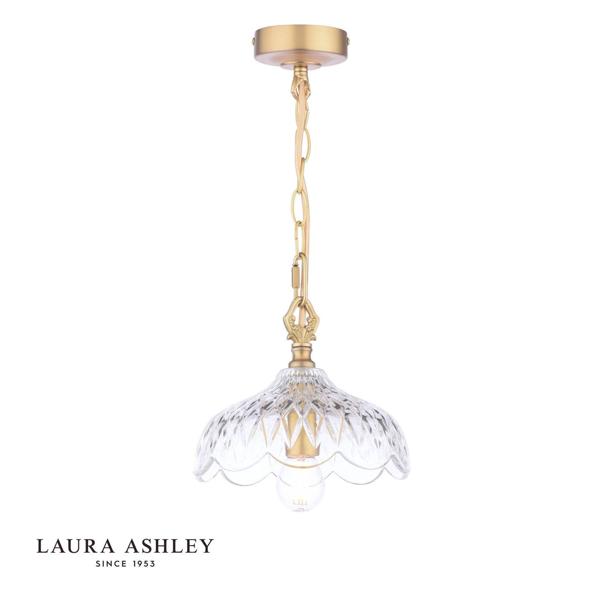 Laura Ashley Eversden Pendant Antique Brass and Crystal