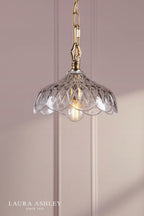 Laura Ashley Eversden Pendant Antique Brass and Crystal
