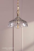Laura Ashley Eversden Pendant Antique Brass and Crystal