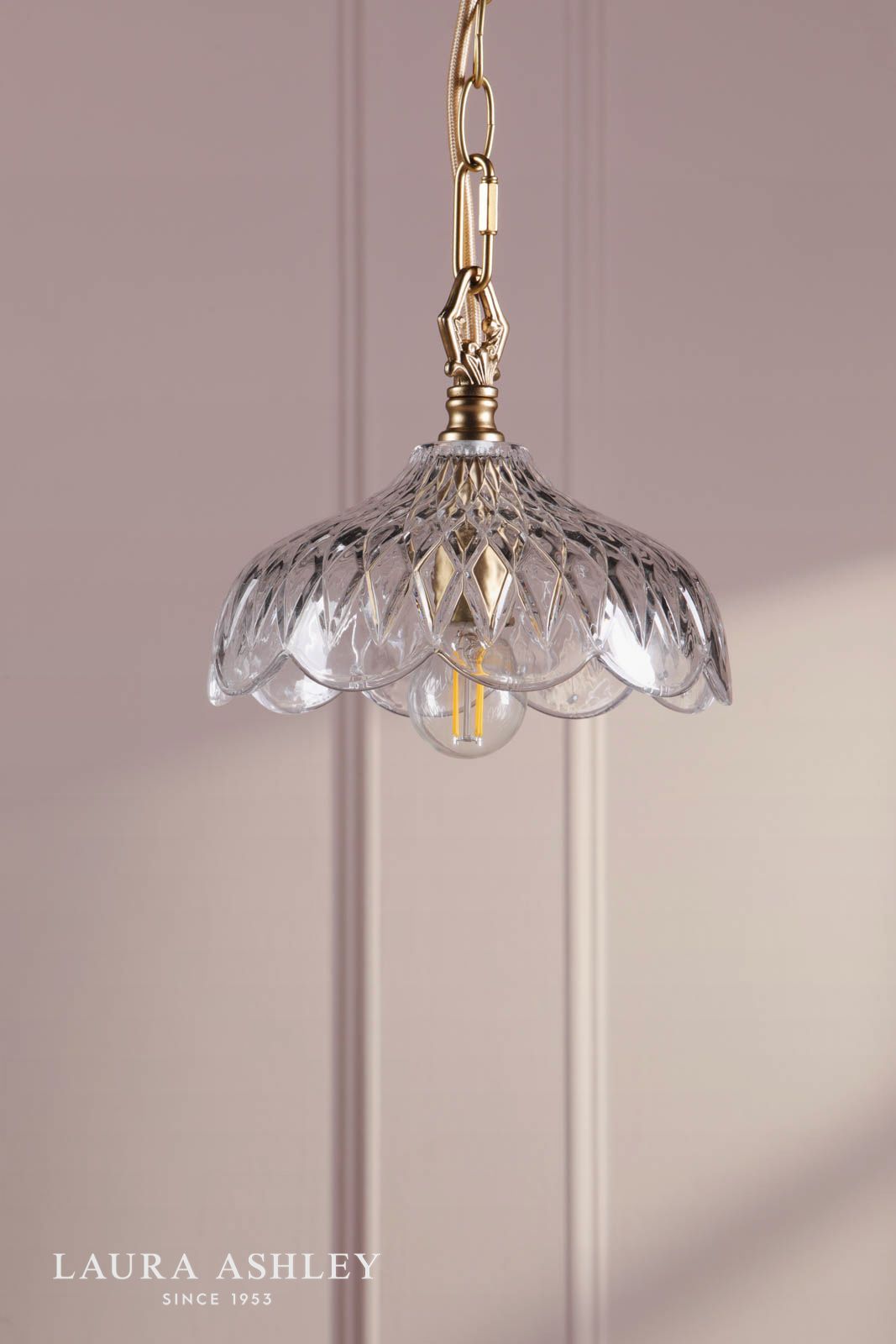 Laura Ashley Eversden Pendant Antique Brass and Crystal