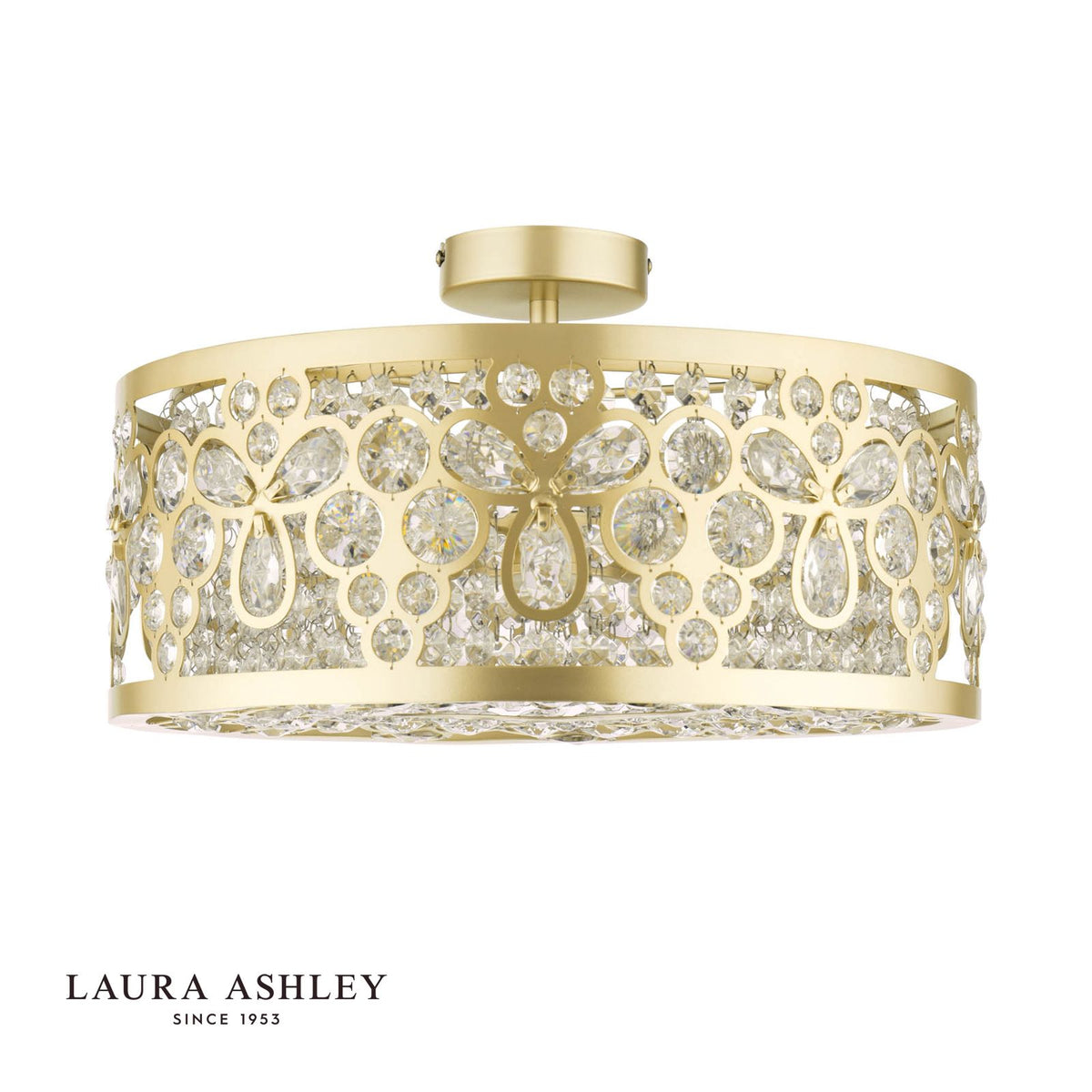 Laura Ashley Tilbrook 4 Light Flush Matt Champagne and Crystal