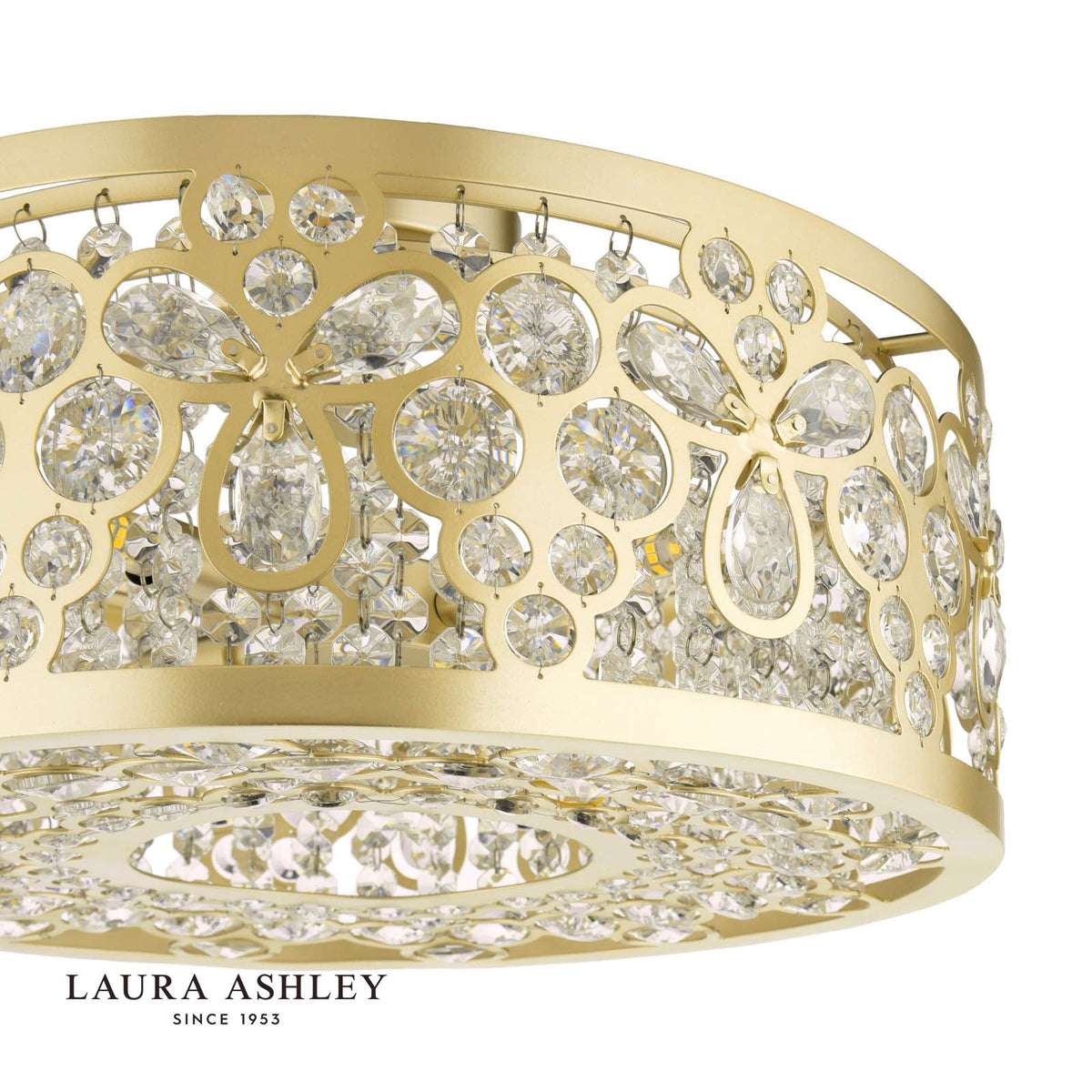 Laura Ashley Tilbrook 4 Light Flush Matt Champagne and Crystal