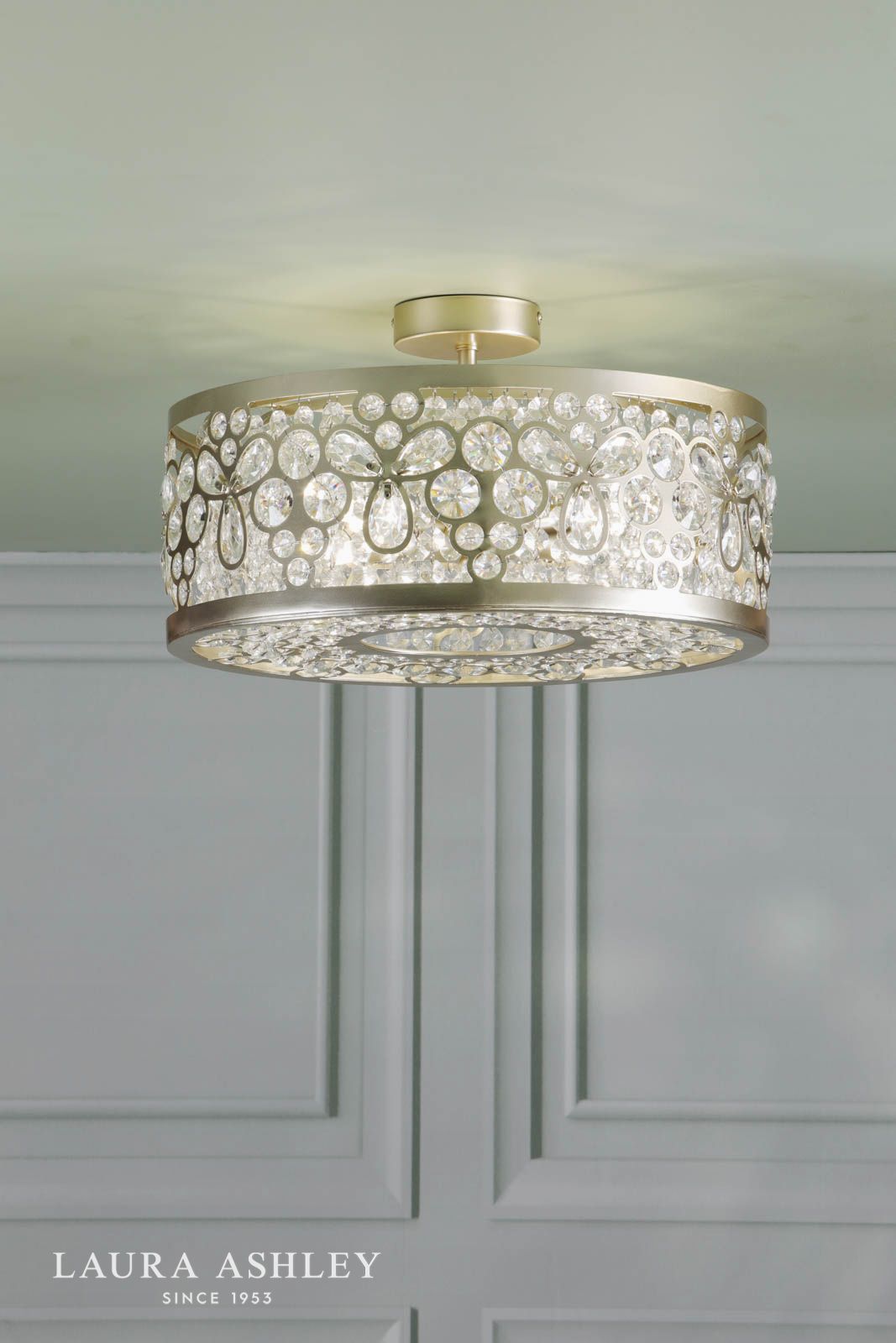 Laura Ashley Tilbrook 4 Light Flush Matt Champagne and Crystal