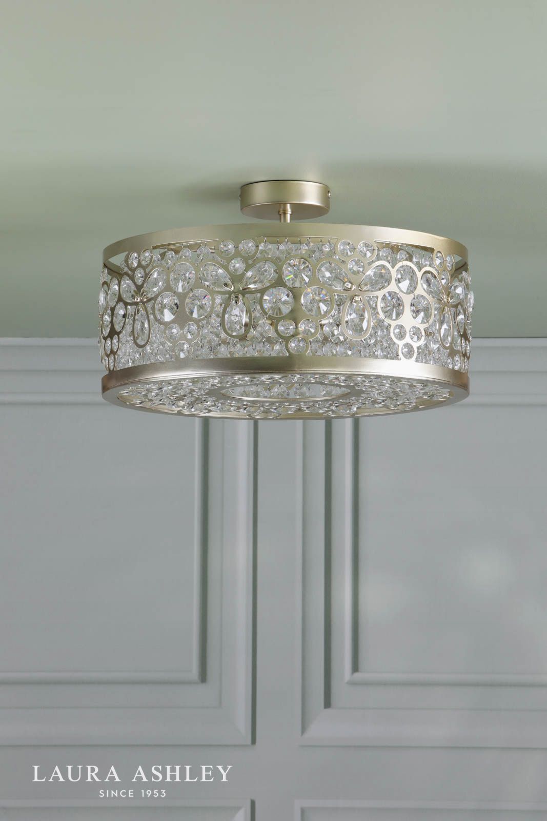 Laura Ashley Tilbrook 4 Light Flush Matt Champagne and Crystal