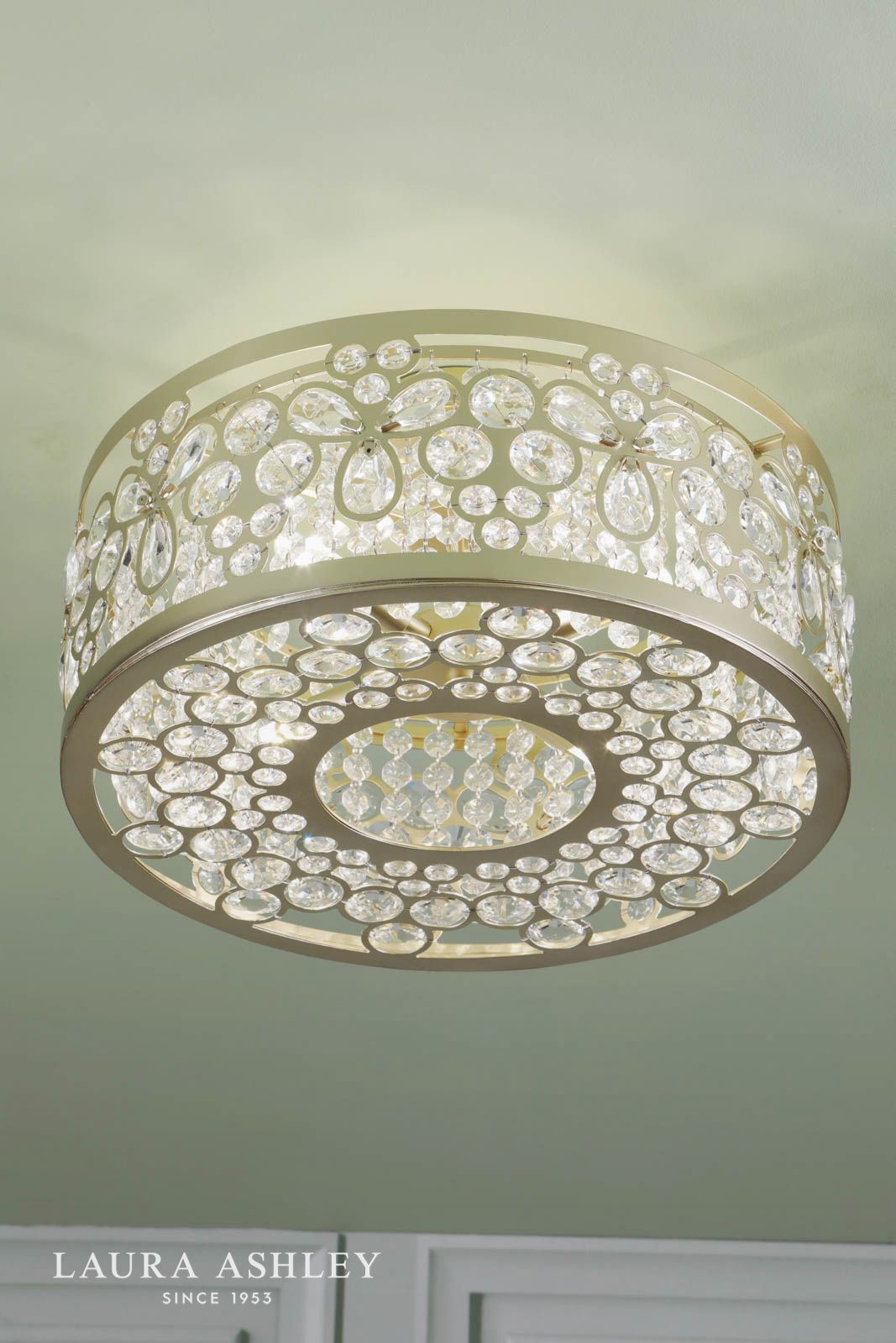 Laura Ashley Tilbrook 4 Light Flush Matt Champagne and Crystal