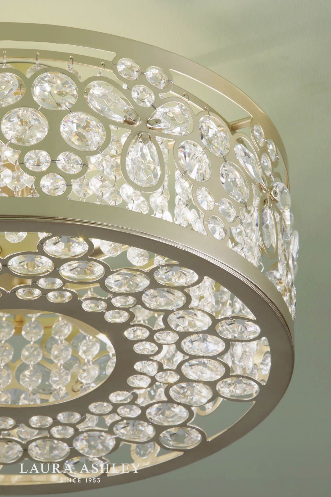 Laura Ashley Tilbrook 4 Light Flush Matt Champagne and Crystal