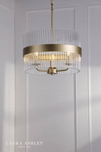 Laura Ashley Alexa 3 Light Pendant Glass and Matt Antique Brass
