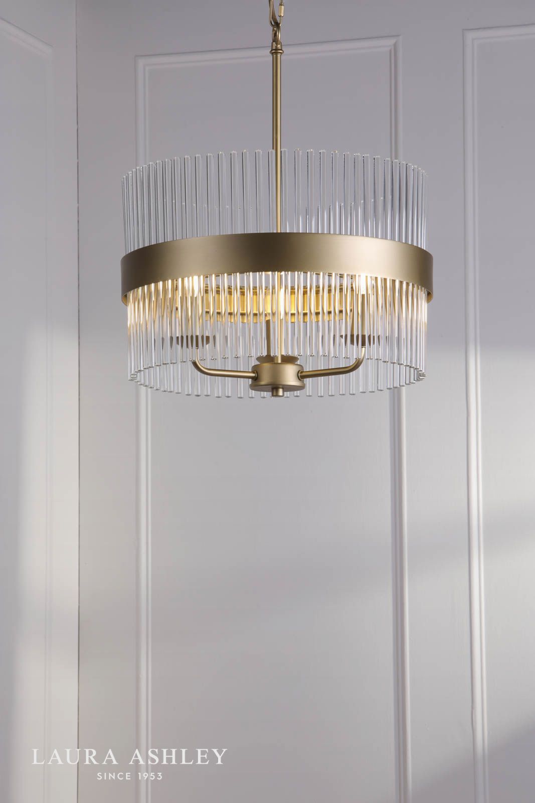 Laura Ashley Alexa 3 Light Pendant Glass and Matt Antique Brass