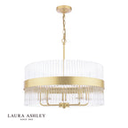 Laura Ashley Alexa 5 Light Pendant Glass and Matt Antique Brass