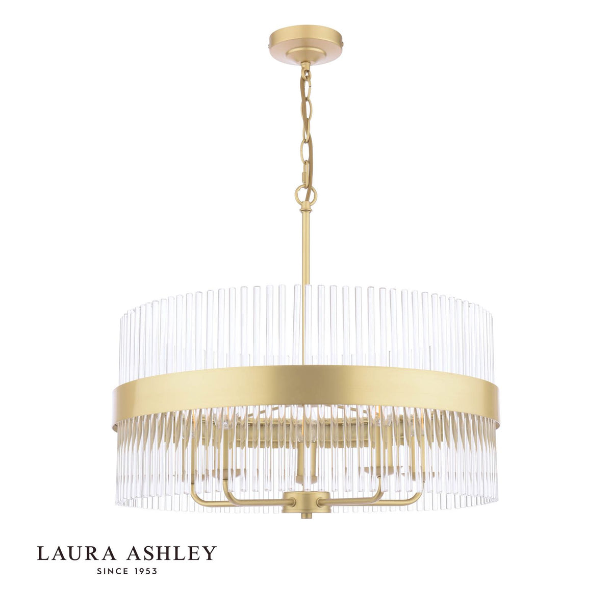 Laura Ashley Alexa 5 Light Pendant Glass and Matt Antique Brass