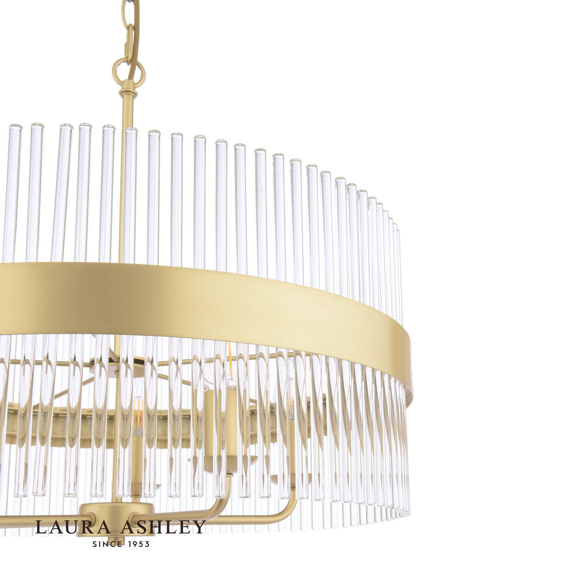 Laura Ashley Alexa 5 Light Pendant Glass and Matt Antique Brass