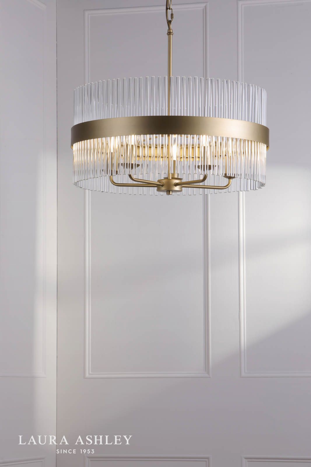Laura Ashley Alexa 5 Light Pendant Glass and Matt Antique Brass