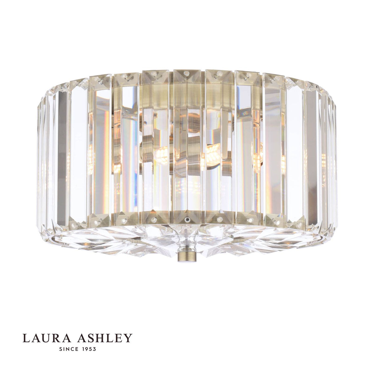 Laura Ashley Fernhurst Small 3 Light Flush Crystal and Antique Brass