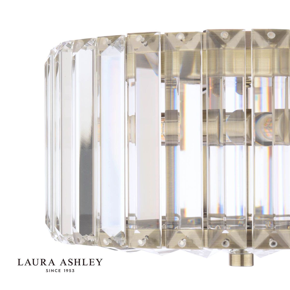 Laura Ashley Fernhurst Small 3 Light Flush Crystal and Antique Brass