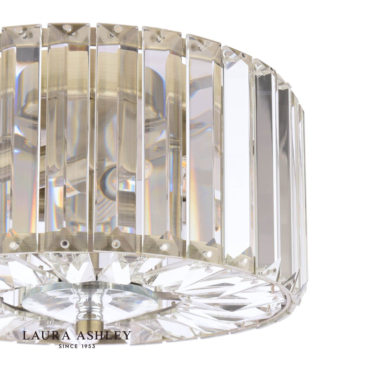 Laura Ashley Fernhurst Small 3 Light Flush Crystal and Antique Brass
