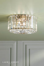 Laura Ashley Fernhurst Small 3 Light Flush Crystal and Antique Brass