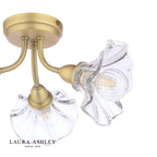 Laura Ashley Kerswell 3 Light Semi-Flush Matt Antique Brass and Glass