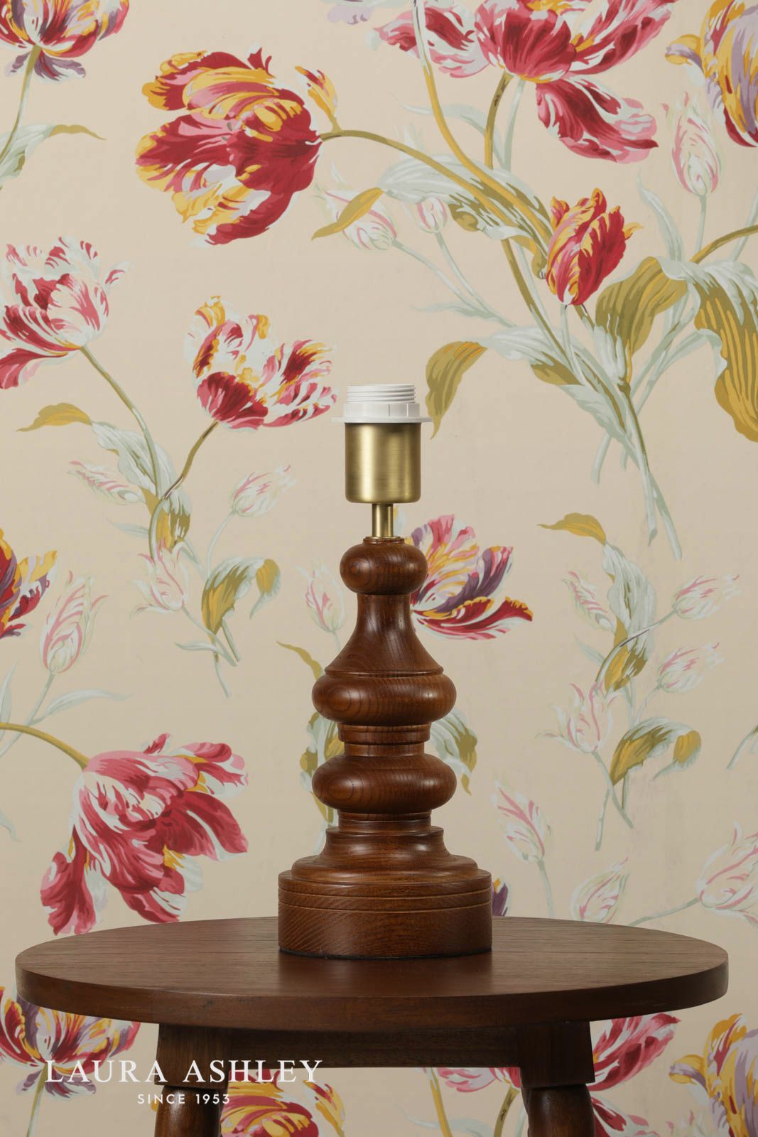 Laura Ashley Millbrook Table Lamp Dark Wood and Industrial Brass Base Only