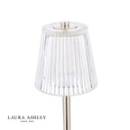 Laura Ashley Callaghan Rechargeable Table Lamp Polished Nickel and Ribbed Glass LED