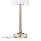Laura Ashley Callaghan Rechargeable Table Lamp Polished Nickel and Ribbed Glass LED